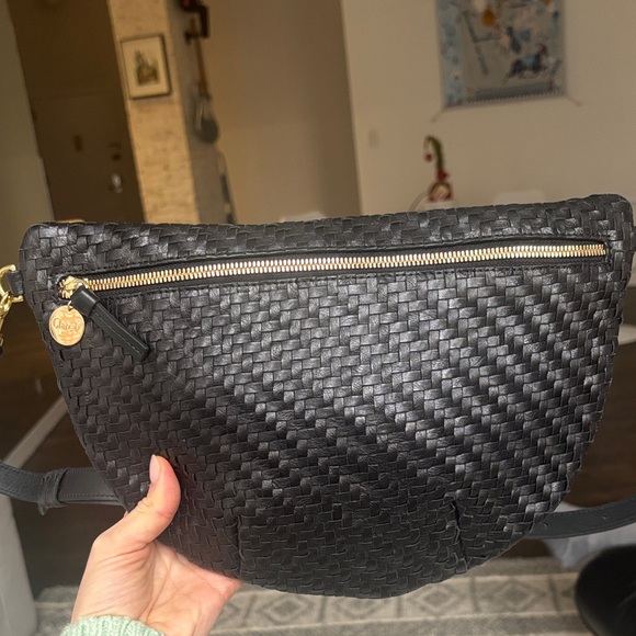 Clare V Fanny Black Woven Zigzag Crossbody Bag - Picture 3 of 7
